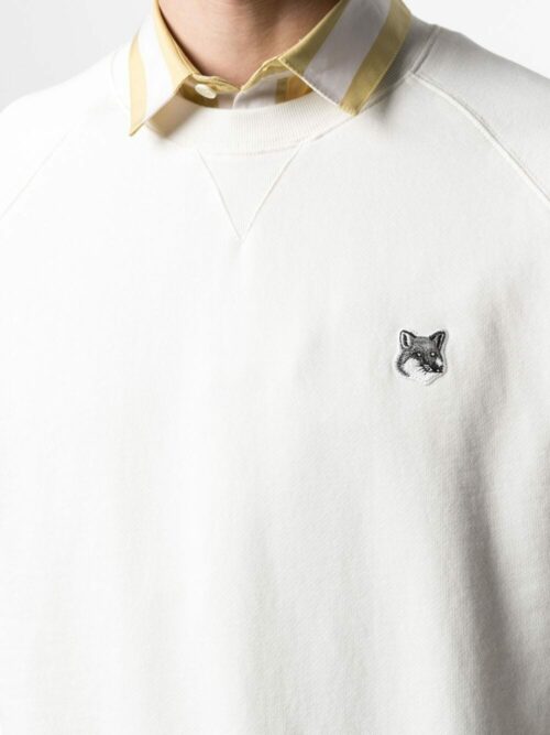 MAISON KITSUNE Grey Fox Head Patch Classic Sweatshirt Ecru – Image 3