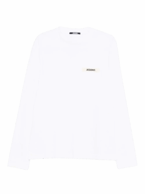 JACQUEMUS Le Tee-shirt Gros Grain Blanc Manche longue
