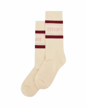ISABEL MARANT Chaussettes Dona Ecru Rouge