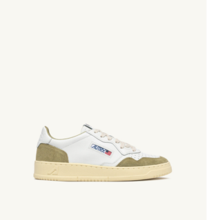 AUTRY-Medalist Low Cuir blanc et Daim Gray Green