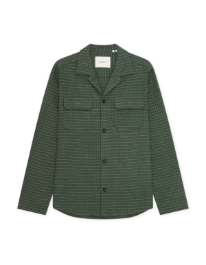 LES DEUX - Check Seersucker Overshirt Vert