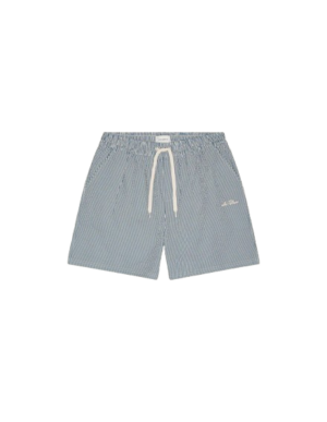 LES DEUX - Stan Stripe Seersucker Swimshorts Dark Denim Blue