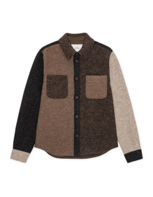 LES DEUX - Wool Colourblock Overshirt Molé Brown